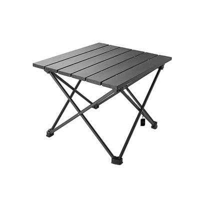 طاولة قابلة للطي من الألومنيوم - محمولة، خفيفة وصغيرة للتخييم، النزهات، السفر، الشواء الخارجي، المكاتب (أسود، كبير)